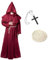 KEELYY Mönch Robe Priester Kostüm Herren Halloween Kostüm mit Kapuze und Kreuz, Mönch Priester Gewand Männer Mönchskutte für Halloween, Karneval, Mittelalterliche, Renaissance,Rot-L