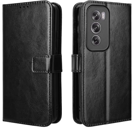 HAOYE Cover per Oppo Reno 12 5G PRO / Reno12 PRO 5G a Portafoglio, Libro Custodia Magnetica Flip Case con Supporto di Stand/Carte Slot, Pelle PU/TPU Protettiva Caso. Nero