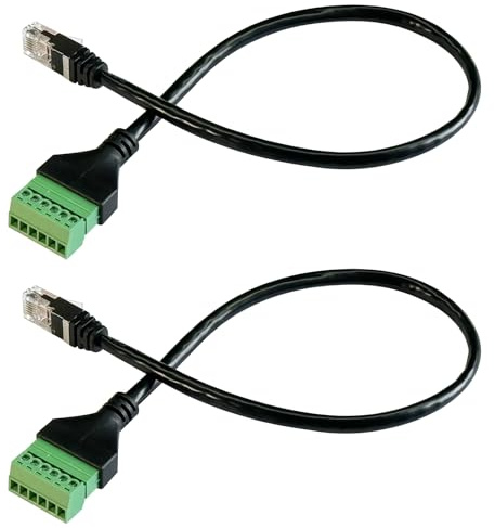 Jienk 2Pcs RJ11 Male to 6 Pins Screw Terminal Block Adapter for Cat3 Telephone Handset Cords Extender Cable, RJ12 6P6C to 6pin Terminal Extension Cable