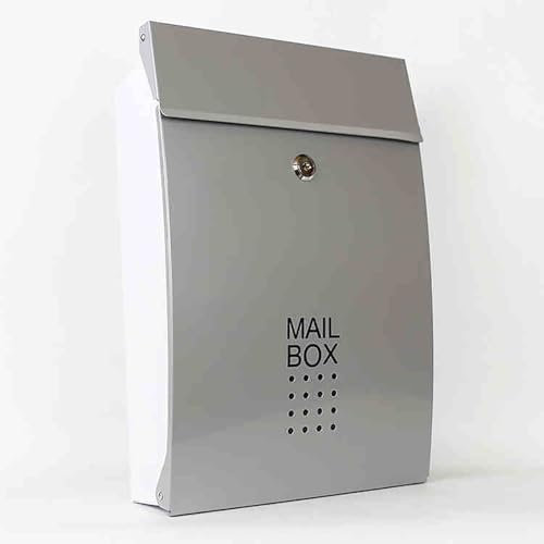 YCXJB Cassette Postali da Parete per Esterni, Cassetta della Posta in Ferro Battuto con Serratura, Cassette Postali Condominiali, Cassetta Postale da Esterno Residenziali 26 * 7 * 38 cm(Gray)
