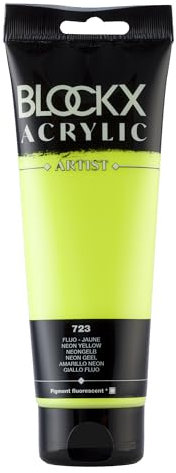 Blockx 61723BXC Acrylique Fine transparentee et Satinée Fluo - Jaune Pigment fluorescent - 250ml