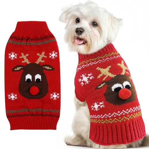 Hundepullover Weihnachten Haustier Katze Hunde Pullover Gestrickter Hundepulli Weihnachten Hund Weihnachtsoutfit Hunde Pullover Kostüme Weihnachtens für Kleine Mittelgroße Großer Hund M