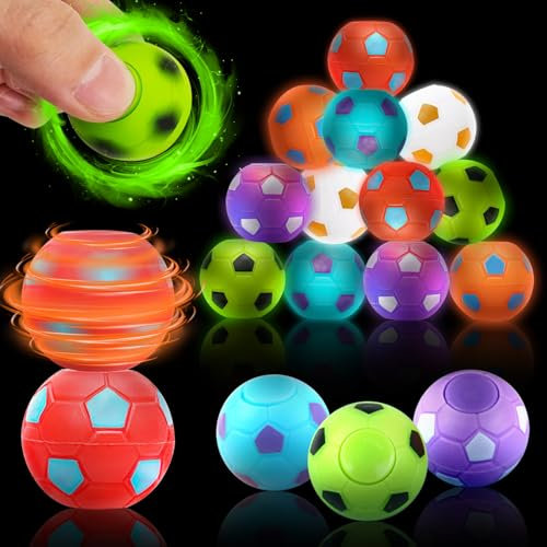 12 Stück Fussball Finger Spinner Leuchtspielzeug, Fussball Mitgebse, Fidget Toys, Mitgebsel Kindergeburtstag, Give Away Kinder Kleinigkeiten Pinata Füllung Spiel Preise Geschenke 5/6/7 /8/9 /10 Jahre