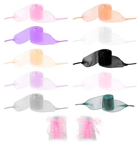 Abeillo 10 pares de cordones de cinta para zapatos para mujer, cordones de satén de seda de 1 pulgada de ancho, cordones planos suaves para zapatos, hilo de nieve, cordones de moda para decoración de