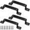 Maxentico 4 Piezas Tirador Puerta Corredera Auxiliar, Tirador Puerta Exterior, Metal Tiradores Puertas Correderas, Manijas de Puerta de Granero, Manilla Agarrador Puerta con Tornillos (Negro, 185mm)