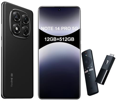Xiaomi Redmi Note 14 Pro 5G Smart TV Stick (schwarz Black, 12 GB RAM, 512 GB Speicher) | Weltpremiere MTK Dimensity 7025 Ultra | 2100 Nits Segmenthellstes 120-Hz-AMOLED