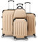 Bonnlo Set de 4 Valises avec Vanity Case，Valises de Voyage, Set Valise ABS avec Les Coins Renforcé et roulettes Pivotantes 360°, Champagne