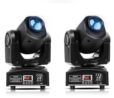 2 unidades Mini 30 W Lyre LED Moving Heads Cabeza Móvil, RGBW LED Luz de Escenario DMX512 9/11CH Control de Sonido para Disco DJ Party Clubs