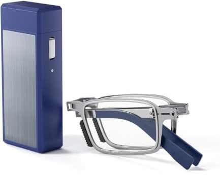 Hubeye Occhiali da lettura Pieghevole in Acciaio inox Occhiali Anti luce blu da Uomo e Donna con la Cerniela a molla e la Scatola in metallo 2.50