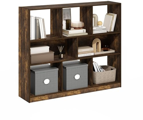 Furinno Daly 8-Würfel Horizontal 3-stöckiges Bücherregal, Bücherregal, Aufbewahrungsorganisator, 47 Breite, Amber Pine (Bernstein Kiefer)