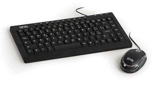 LINK LKTAST04 + LKMOS04 Mini Clavier Italien Multimédia USB + Mini Souris Optique USB 3 Touches Noir