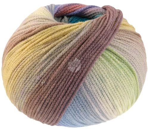 LANA GROSSA Farfalla | Leichtes Kettengarn aus weicher Merinowolle mit effektvollem Streifenmuster | Handstrickgarn aus 94% Schurwolle & 6% Polyamid| 50g Wolle zum Stricken & Häkeln | 250m Garn FB 4