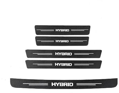 FUWUDI 5PCS Car Door Sill Protector Strips, Carbon Fiber Threshold Protective Film for Toyota Prius Camry Rav4 yaris Crown Auris Hybrid, Kick Plate Cover Sticker, Door Edge Protection Decorate