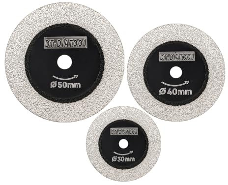 DT-DIATOOL Mini-Glas-Trennscheibe 30/40/50MM mit M14 Flansch und Schraubendreher, 1mm ultra-dünne Diamant-Trennscheibe für Glas, Jade, Kristall, Keramik usw., 3er Pack