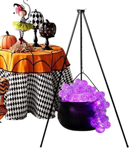 Sorcières – Décoration extérieure d'Halloween | Accessoire de jardin effrayant | Sorcière décorative robuste sur trépied, brasero portable d'Halloween, affichage de fête effrayante avec scénario