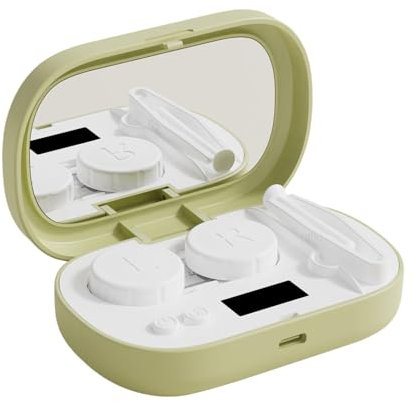 Rrlihjgu Limpiador de Lentes Blandas | Limpiador Ultrasónico Rápido para Lentes Blandos | Estuche Inteligente Recargable Con 5 Modos Y Solución De Remojo Para Adultos, Familia Y