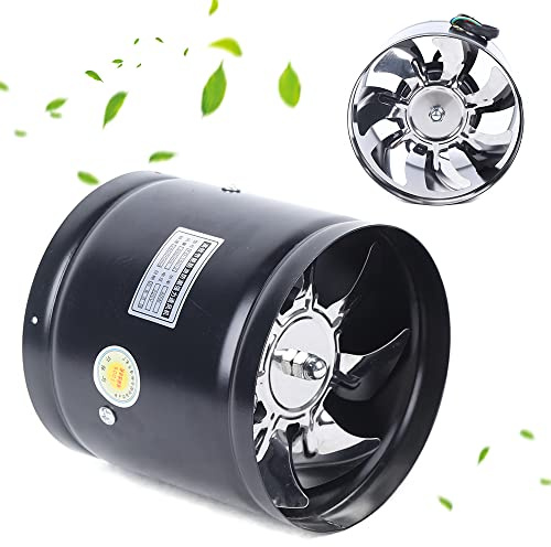 KigerNee Ventilatore a tubo da 150 mm, ventilatore in linea, 600 m³/h, bidirezionale, 40 W, motore in rame 220 V, silenzioso (37 dB), per cucina, bagno, serra, garage, nero, alloggiamento in acciaio