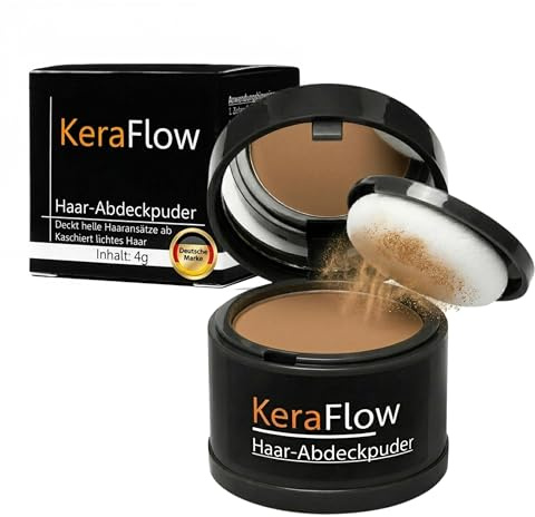 KERAFLOW ANSATZPUDER 4g – Haarpuder für grauen Haaransatz – Blond | Für lichte Stellen – Haar Concealer zur sofortigen Haarverdichtung – Ansatzfarbe für natürliches Volumen
