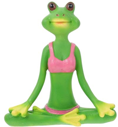 FCXDMY Big Eye Yoga Frosch Ornament Harz Schreibtisch Frosch Themen Zen Garten Accessoire Kawaii Home Decor