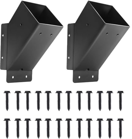 Wlinfetity 2PCS 45-Degree Pergola Brackets Kit, Heavy Duty Carbon Steel for Outdoor Structures, Black Weather-Resistant with Reinforced Support, Compatible with Gazebos and Garden Shade Installations