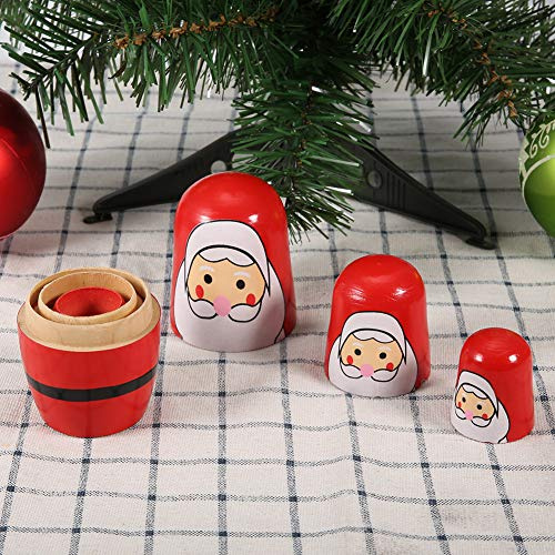 SIXRUN Weihnachtliches Handbemaltes Nesting-Puppen-Set aus Holz für die Heimdekoration, Matroschka-Puppen für Kinderspielzeug (Trompete Alter Mann)