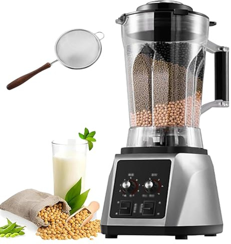2200W Commercial Blender, 6L Fully Automatic Soy Milk Machine with 8-Blade, 9-level adjustment, noise reduction design, Nut Processor for Home and Business Use