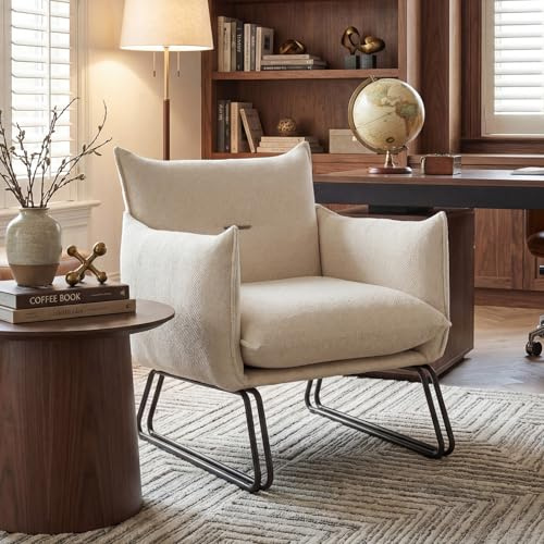 DAYALANE Loungesessel Modern, Relaxsessel aus Chenille, Haferfarben | Polstersessel mit Rückenlehne, mit weichem Polster & abnehmbarem Bezug, Lesesessel Einzelsofa für Wohnzimmer & Schlafzimmer