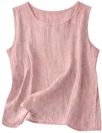 Youkly Linen Tops Women 2026 Linen Crewneck Tank Tops | for Women Fashion Vacation Shirts Beach Sleeveless Tops