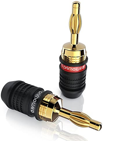 CSL - 2X High End Lautsprecherstecker Bananenstecker - für Lautsprecherkabel bis 3,5mm - optimale Signalübertragung + Tonqualität - für Lautsprecherkabel HiFi Receiver AV-Receiver