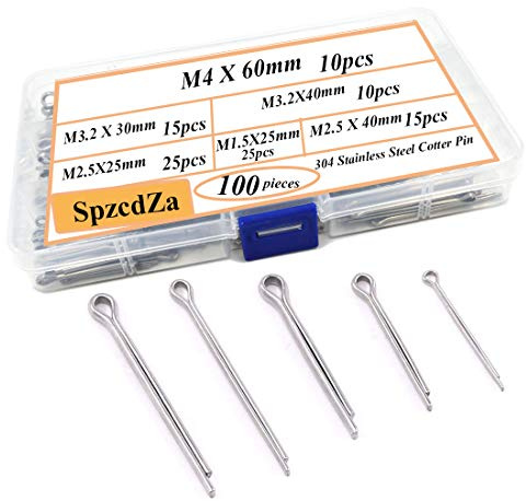 SpzcdZa 100pcs 304 Stainless Steel Cotter Pin Clip Key Fastner Fitting Assortment Kit for Automotive Mechanics Small Engine Repair,Automotive, Mechanics, Car Garage, Power Equipment, Cars, Trucks Law