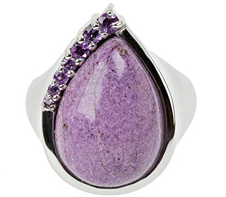 La Luna Design Damen-Ring aus Silber 925 mit Purpurit und Amethyst (53 (16.9))