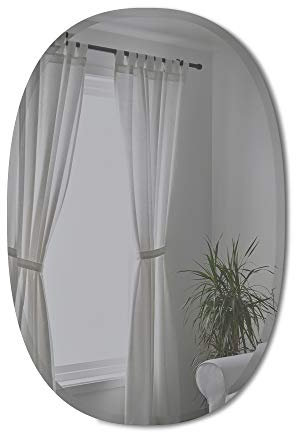 Umbra Bevy Ovaler Wandspiegel mit abgerundeter Kante für Diele, Badezimmer, Wohnzimmer und Mehr, 61 x 91 cm