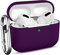 Ouwegaga Kompatibel mit AirPods Pro Hülle - Stoßfeste Silikon Case Schutzhülle [Front-LED Sichtbar] mit Karabiner Kompatibel mit Apple AirPods Pro 2019, Pflaume