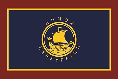 U24 Aufkleber Korfu Flagge Fahne 8 x 5 cm Autoaufkleber Sticker