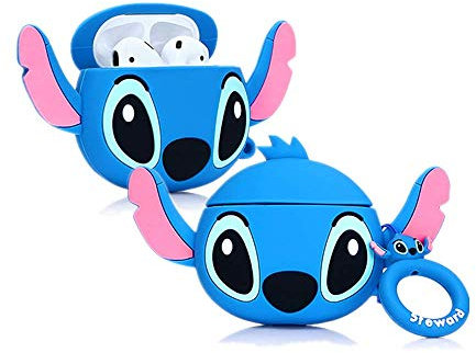 YIGEYI Custodia in Silicone Compatibile con Airpods 1 e 2 Funny Cute Cartoon 3D Case Cover[Serie di Animazione Avatar] (Big Ear Stitch)