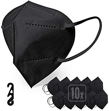 ENERGY BALANCE 10 Schwarze FFP2-Maske , persönliche Schutzmaske, atmungsaktiv, bequem, zertifiziert und CE-holmologiert (10-BLACK)