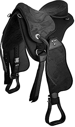 A&M Reitsport Baumloser Wanderreit Sattel Liberty Schwarz + Fender + Steigbügel NEU, Größe:18 Zoll