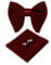 HOULIFE Fliege Herren Set - Verstellbare Fliege aus Samt Vorgebunden Fliege, einfarbige Einstecktuch, Manschettenknöpfe Set für Bräutigam Hochzeit formal mit Geschenkbox (Burgund)