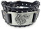 AB Viking Crafts Vikings Wikinger Armband Wolf Motiv Leder Metall schwarz silber