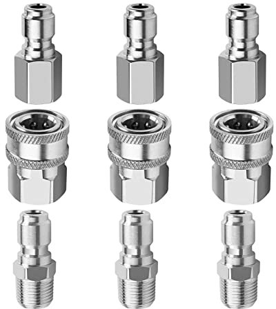 YWNYT Pressure Washer Adapter Set, 3/8 Inch Stainless Steel Male and Female Quick Connector Kit Quick Release Adapter Pressure Washer Sprayer Thread Fitting Connecting Coupler