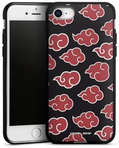 Silikon Hülle kompatibel mit Apple iPhone 7 Case schwarz Handyhülle Naruto Shippuden Pattern Akatsuki