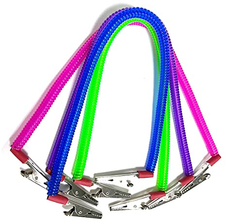 4 Pieces Multicolor Napkin Holder Bibs Clips for Dental, Neck Chains with Metal Clips for Dental Clinic, Home Dining Clothing Protector for Adults Kids Babies