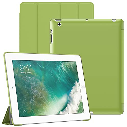 JETech Hülle für iPad 2/3/4, Schützende Harte Rückenschale Weiche Berührung Tablet Ständerabdeckung, Auto Wachen/Schlafen (Grün)