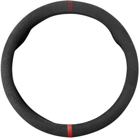 ZATOOTO Auto Lenkradbezug, Dünn Wildleder Lenkradhülle mit Weichem Touch, Anti-Rutsch & Sport, Universalgröße 37-38cm / 14.5-15in, Schwarz