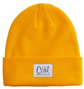 Coal Mel Recycelte, weiche Strickmütze mit Bündchen, Goldenrod
