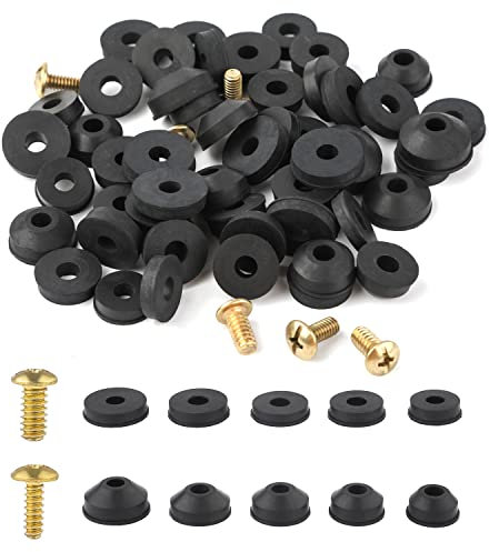 58pcs Faucet Washers and Brass Bibb Screws Assortment, Rubber Flat and Beveled Faucet Washers Bathroom Kitchen Faucet Washer Replacement, Emergency Plumbing Repair Kit