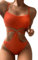 GORGLITTER Damen Badeanzug Cut-Out One Piece Swimwear Bügellos Spaghettiträger Einteilige Bademode mit Ring Orange gebrannt L