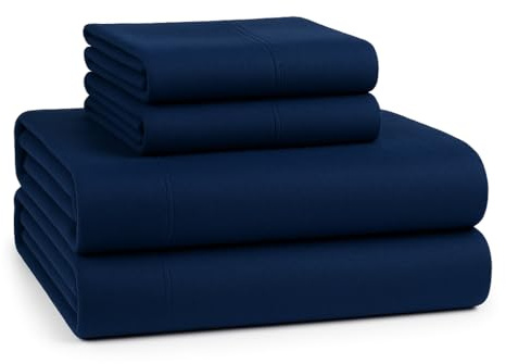 LANE LINEN 100% Cotton King Flannel Sheets Set - Brushed for Extra Softness - Lightweight & Durable Cotton Flannel King Sheets Set - Warm & Cozy Cotton Bed Sheets with 15 Deep Pocket - Estate Blue