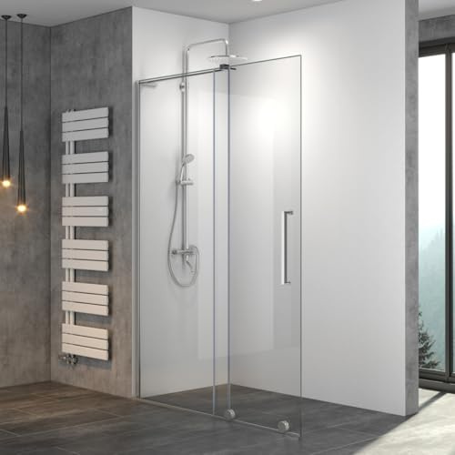 WITEN&NOCK Walk In Duschwand 100x195cm Duschtür Dusche Schiebetür Duschkabine aus 8mm ESG Klarglas mit Nano Beschichtung Duschabtrennung
