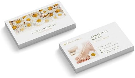 Visitenkarten personalisieren | Mobile Fußpflege # 2 | 2-seitig | Querformat | Menge + Papier zur Auswahl | gestalten | hochwertig | 350 g Qualitätsdruck | Blümchen | Praxis | Beauty (100 Stück)